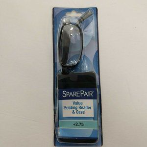 Spare Pair folding Reader Glasses and eyeglass Case + 2.75